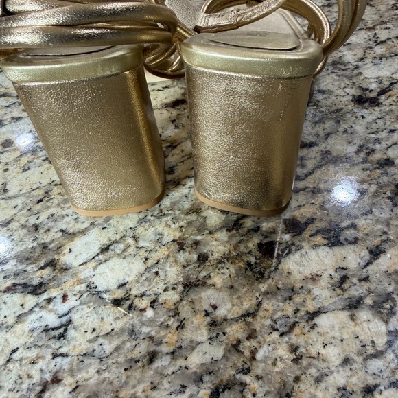 Michael Kors Gold Strappy Chunky Heels - Picture 6 of 8